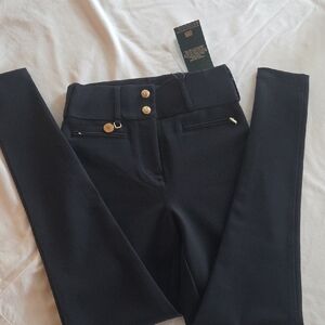 Chic Black Women's Trousers with Gold Accents